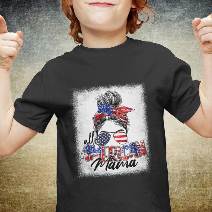 Messy Bun Patriotic Shirt | All American Mama 4Th Of July Youth T-shirt
