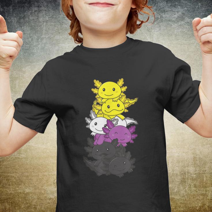 Nonbinary Flag Non Binary Pride Lgbtq Axolotl Youth T-shirt