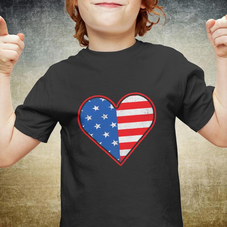 Patriotic American Flag Heart For 4Th Of July Girl Youth T-shirt