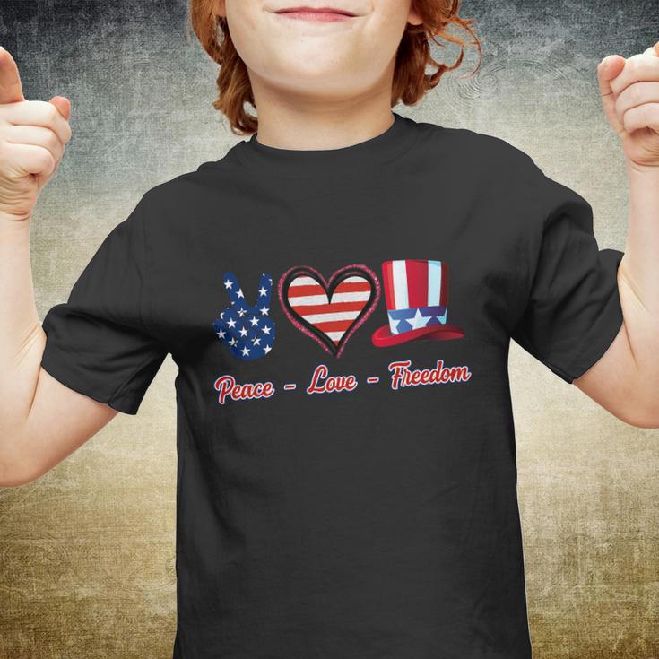 Peace Love Freedom Flag Usa 4Th Of July Youth T-shirt