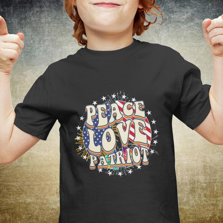 Peace Love Patriotic 4Th Of July Usa Flag Youth T-shirt