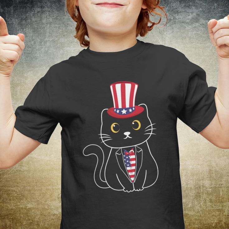Proud American Cat Graphic 4Th Of July Plus Size Shirt For Family Girl Boy Youth T-shirt