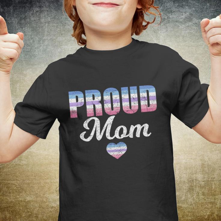 Proud Mom Bi Gender Flag Heart Mothers Day Lgbt Bigender Gift Youth T-shirt