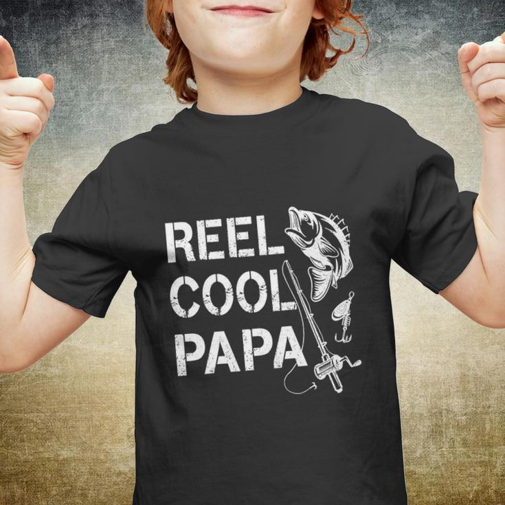 Reel Cool Papa Fishing Dad Fathers Day Fisherman Fish Youth T-shirt