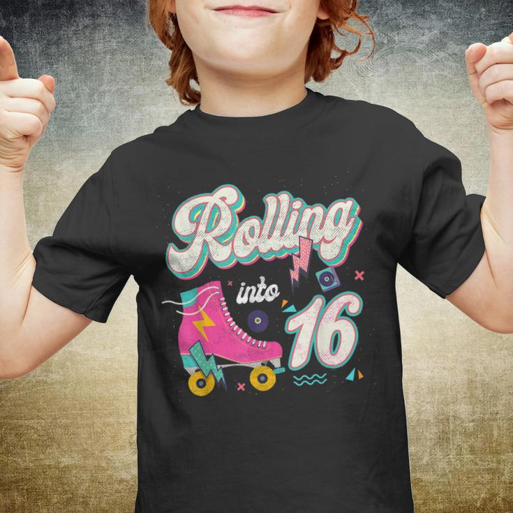 Rollin Into 16Th Birthday Skating 16 Years Old Birthday Youth T-shirt