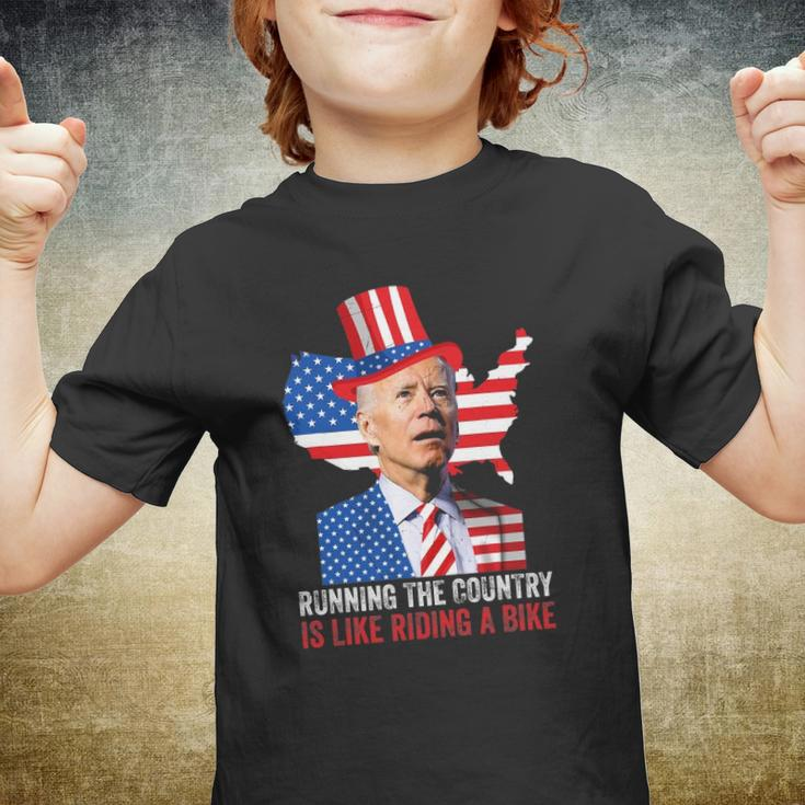 Running The Country Is Like Riding A Bike Anti Biden Youth T-shirt