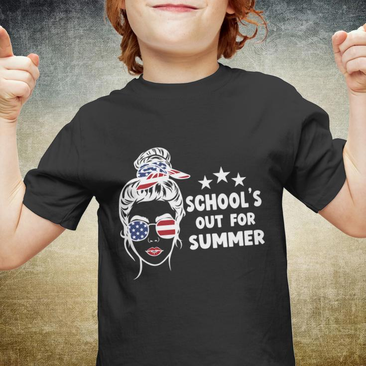 Schools Out For Summer Last Day Of School Messy Bun Us Gift Youth T-shirt
