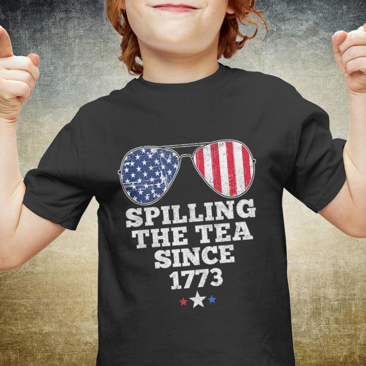 Spilling The Tea Since 1773 Funny 4Th Of July American Flag Youth T-shirt