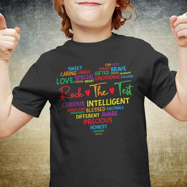 Test Day Rock The Test Teacher Testing Day Heart Teacher Youth T-shirt
