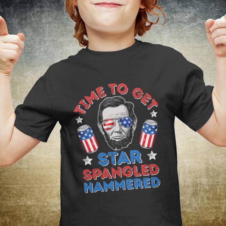 Time To Get Star Spangled Hammered 4Th Of July Men Lincoln Youth T-shirt