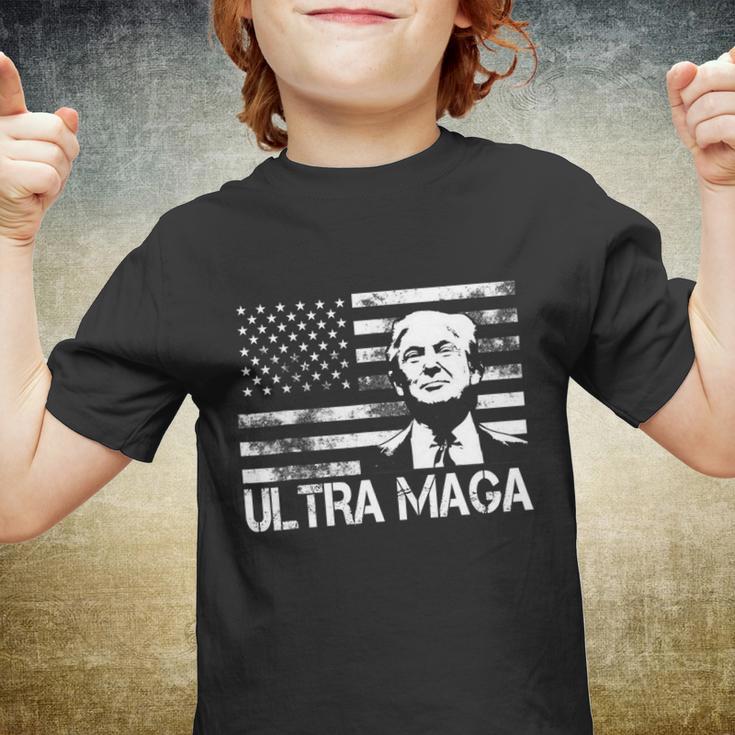 Trendy Ultra Maga Pro Trump American Flag 4Th Of July Retro Funny Gift Youth T-shirt