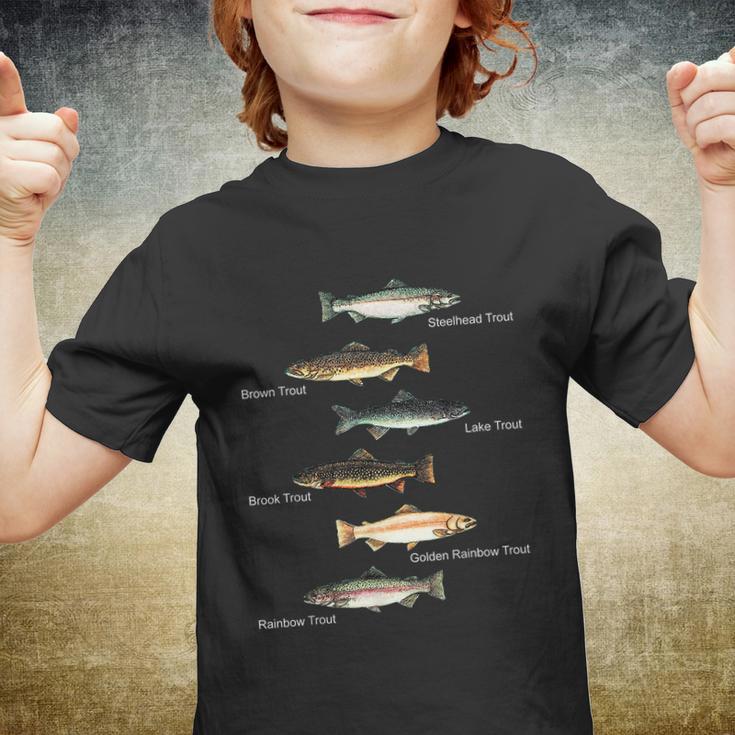 Types Of Trout Fish Species Collection Fishing Youth T-shirt