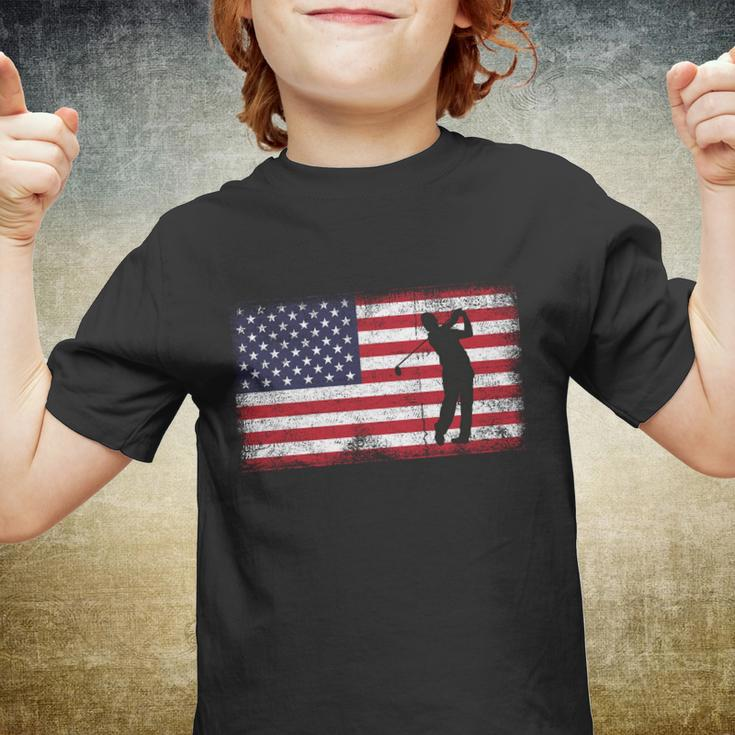 Usa American Flag Golf Lovers 4Th July Patriotic Golfer Man Cool Gift Youth T-shirt