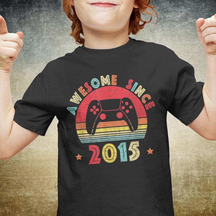Vintage 7Th Birthday Awesome Since 2015 Retro Gamer Lover Youth T-shirt