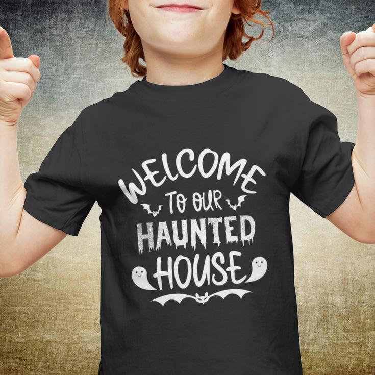 Welcome To Our Haunted House Halloween Quote Youth T-shirt