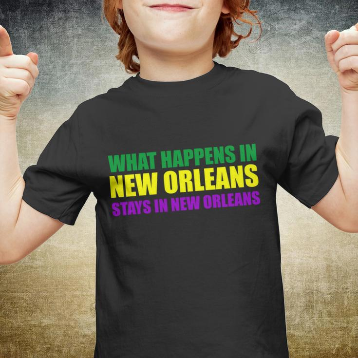 What Happens In New Orleans Stays In New Orleans Mardi Gras T-Shirt Graphic Design Printed Casual Daily Basic Youth T-shirt