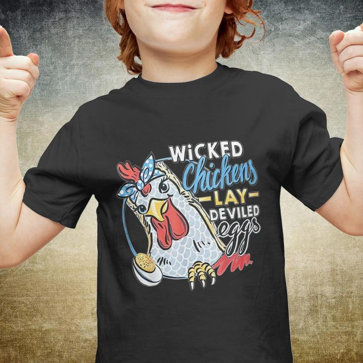 Wicked Chickens Lay Deviled Eggs Funny Chicken Lovers Youth T-shirt