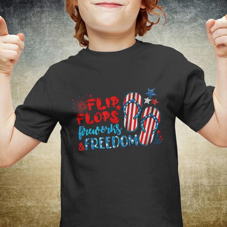 Womens Flip Flops Fireworks And Freedom 4Th Of July Youth T-shirt