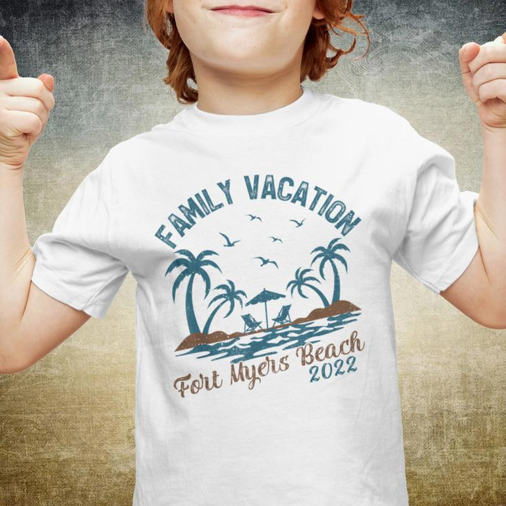 Family Vacation 2022 Palm Tree Florida Fort Myers Beach Youth T-shirt