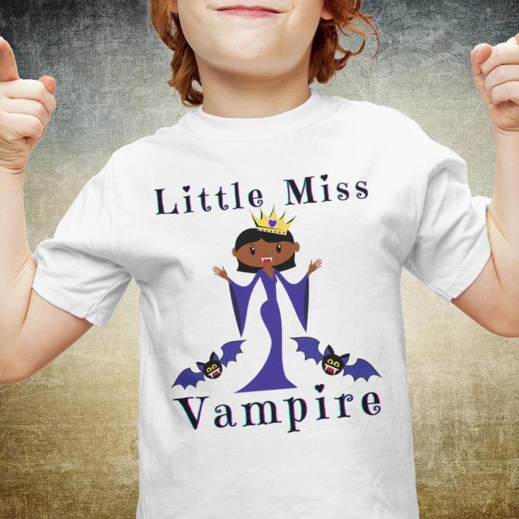 Kids Little Miss Vampire Melanin Vampires Funny Halloweed Costume Youth T-shirt