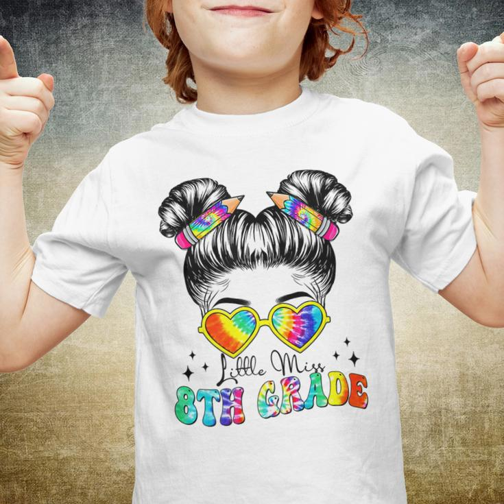Little Miss 8Th Grade Back To School Tie Dye Messy Bun  Youth T-shirt