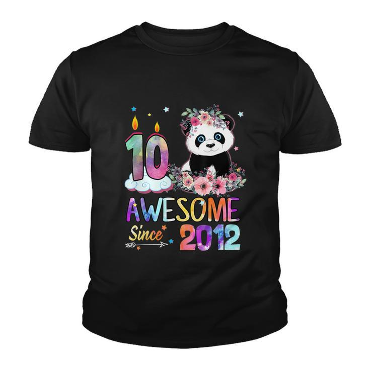 10 Years Old Awesome Since 2012 10Th Birthday Panda Unicorn Youth T-shirt