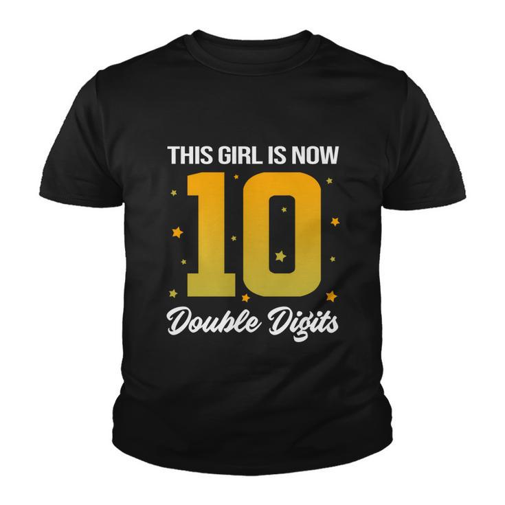 10Th Birthday Glow Party This Girl Is Now 10 Double Digits Gift Youth T-shirt