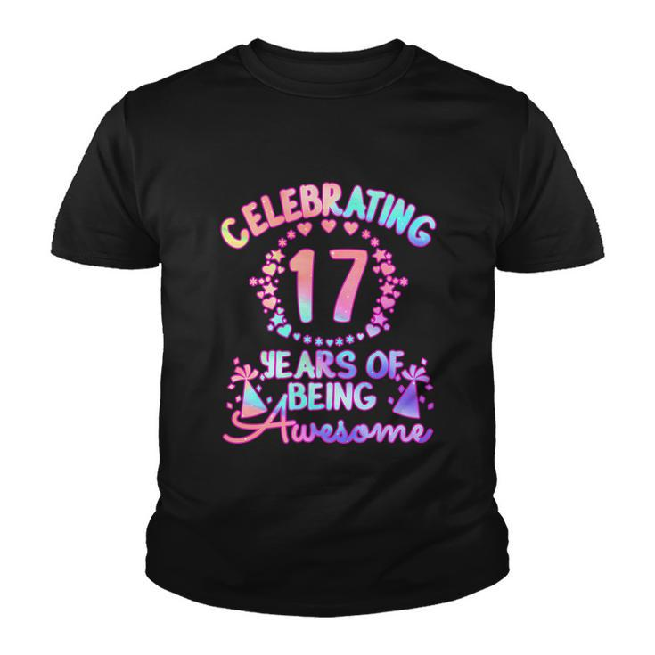 17 Years Of Being Awesome 17 Year Old Birthday Girl Graphic Design Printed Casual Daily Basic Youth T-shirt