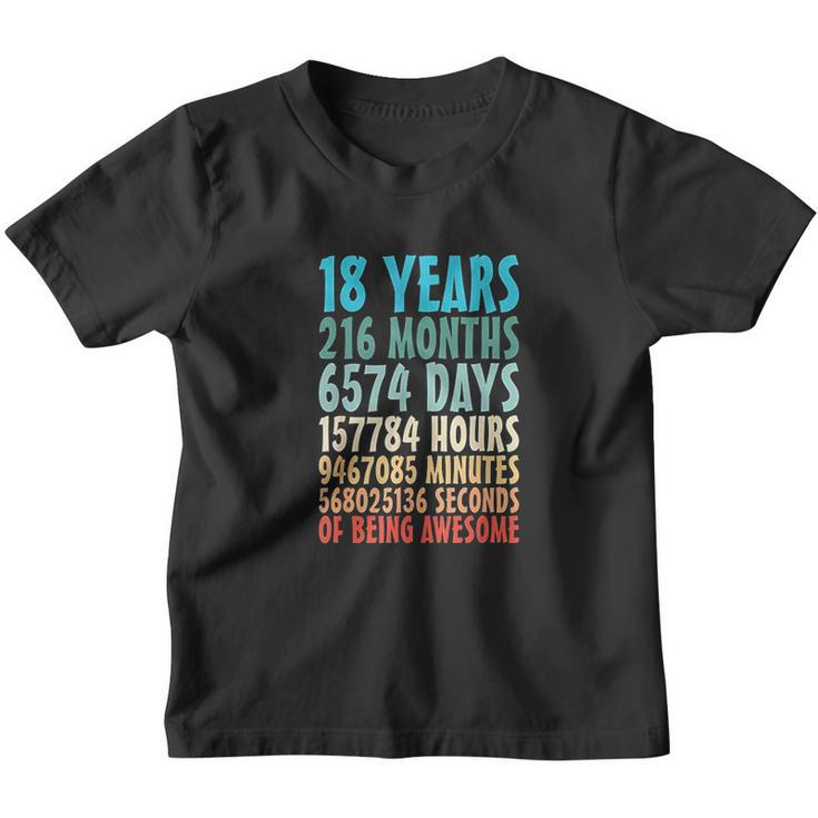 18 Years Of Being Awesome 18 Yr Old 18Th Birthday Countdown Youth T-shirt