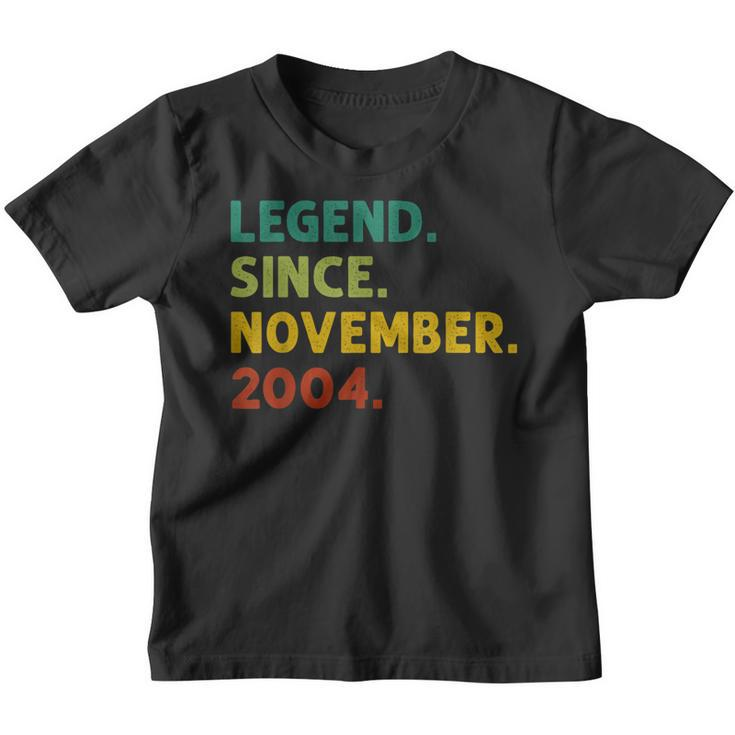 18 Years Old Gifts Legend Since November 2004 18Th Birthday  Youth T-shirt