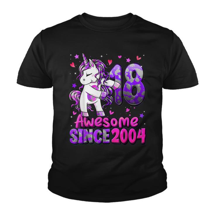 18 Years Old Unicorn Flossing 18Th Birthday Girl Unicorn  Youth T-shirt