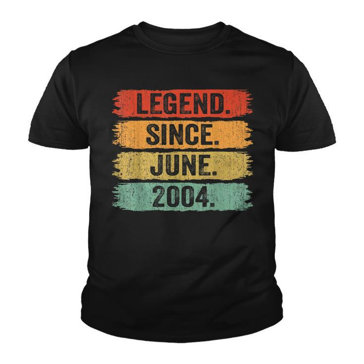18Th Birthday Legend Since June 2004 18 Years Old Vintage  Youth T-shirt