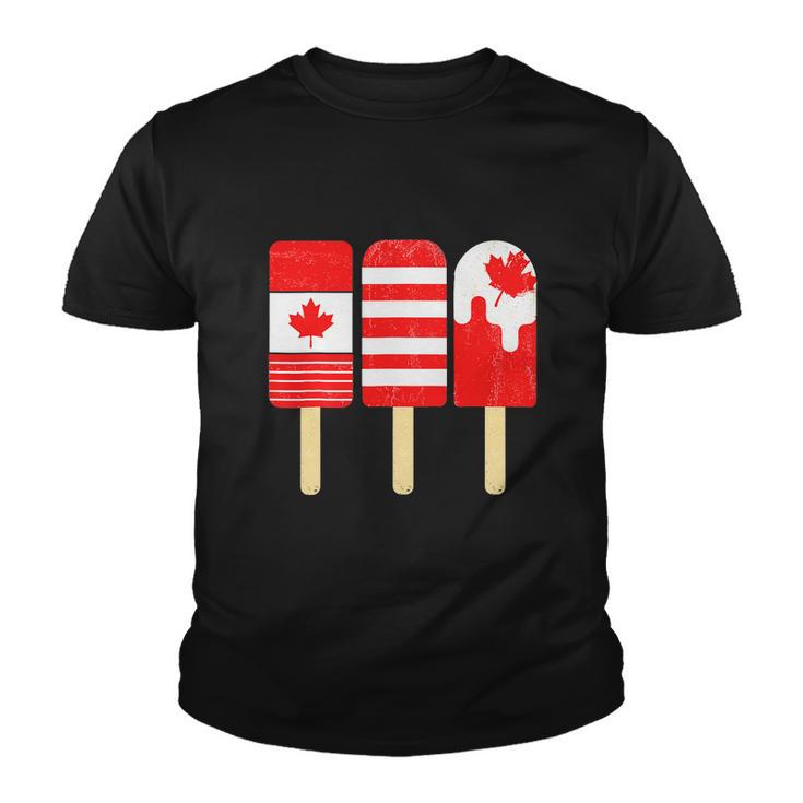 1St Of July Popsicle Red White Funny Canadian Flag Patriotic Youth T-shirt