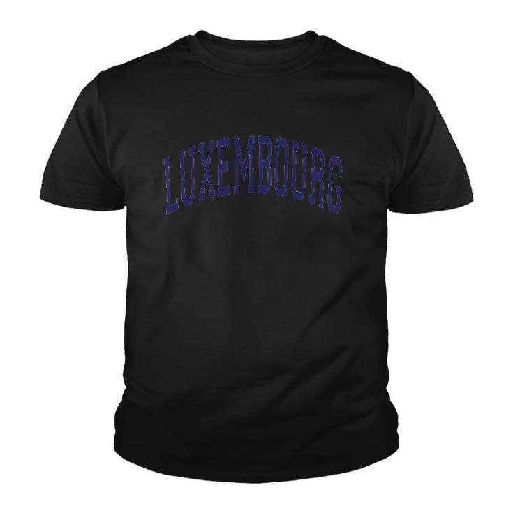 Luxembourg Varsity Style Navy Blue Text Youth T-shirt