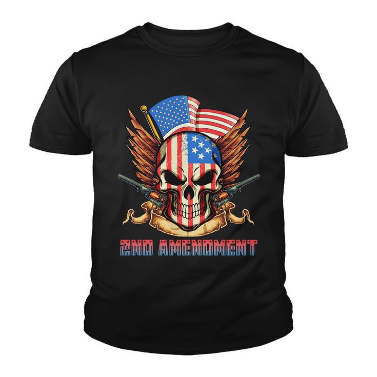 2Nd Amendment Usa Patriotic Skull Youth T-shirt