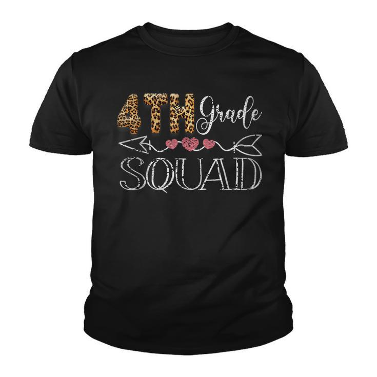 4Th Grade Squad Heart Team Leopard Teacher Crew Student  Youth T-shirt