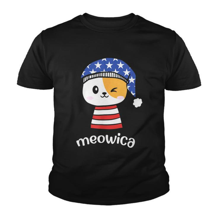4Th Of July Cat Meowica Independence Day Patriot Usa Flag Youth T-shirt