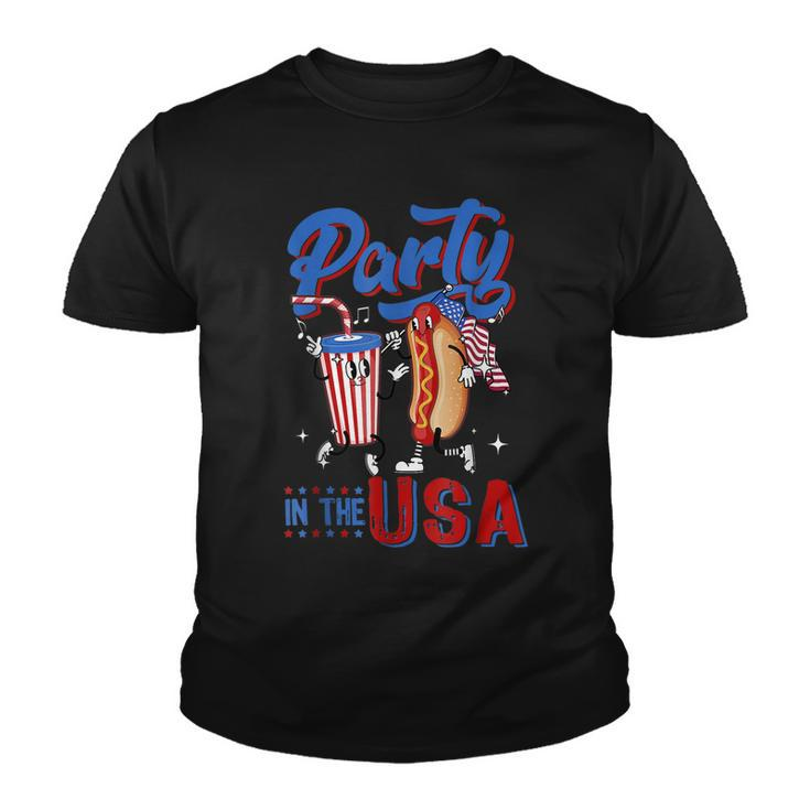 4Th Of July Food Party In The Usa Funny Hot Dog Lover  Youth T-shirt