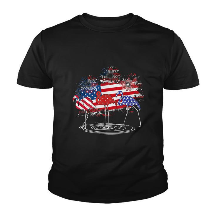 4Th Of July Funny American Flag Flamingo Party Youth T-shirt