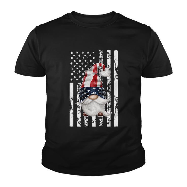 4Th Of July Funny Patriotic Gnome Vintage American Flag Gift Youth T-shirt