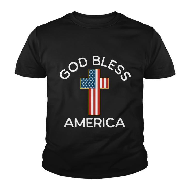 4Th Of July God Bless America Cross Flag Patriotic Religious Gift Youth T-shirt