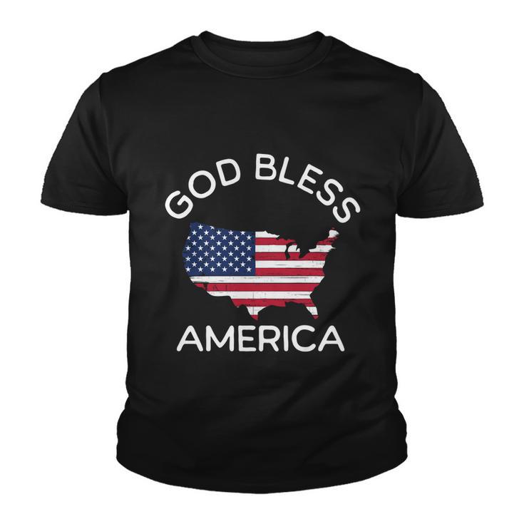 4Th Of July God Bless America Map Flag Patriotic Religious Gift Youth T-shirt