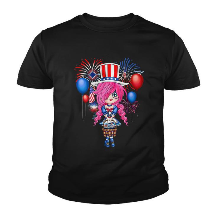 4Th Of July Japanese Anime Merch Cute Manga Teen Girls Women Youth T-shirt