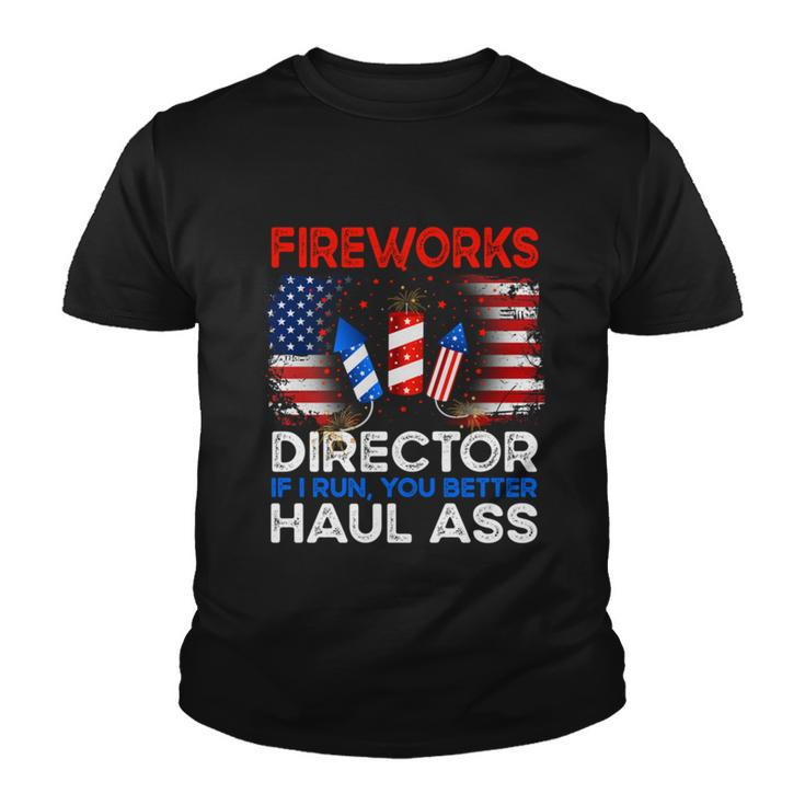 4Th Of July Men Fireworks Director If I Run You Run Funny Youth T-shirt