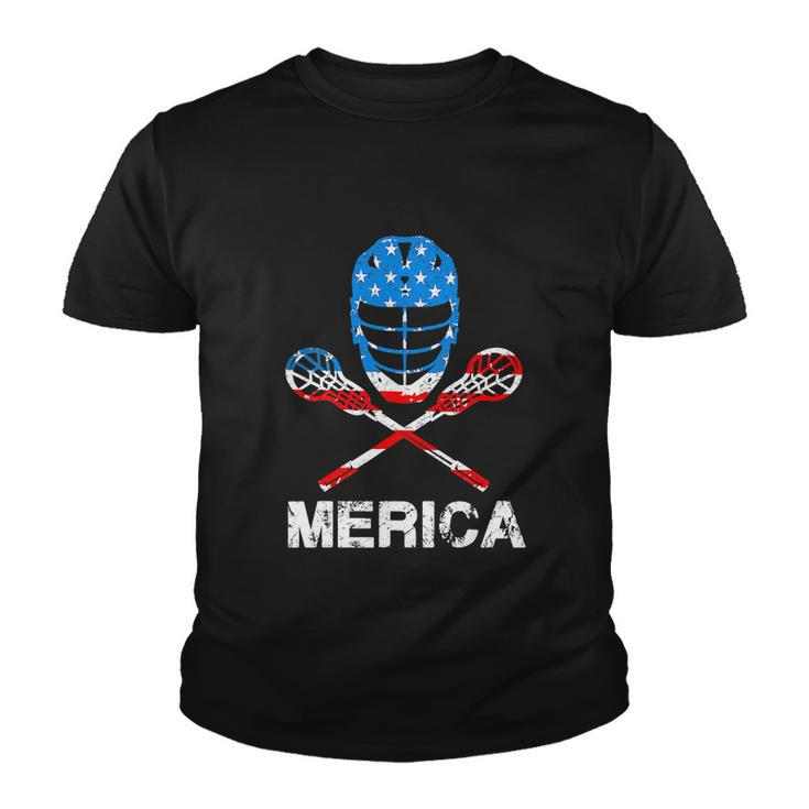 4Th Of July Merica Lacrosse American Flag Youth T-shirt