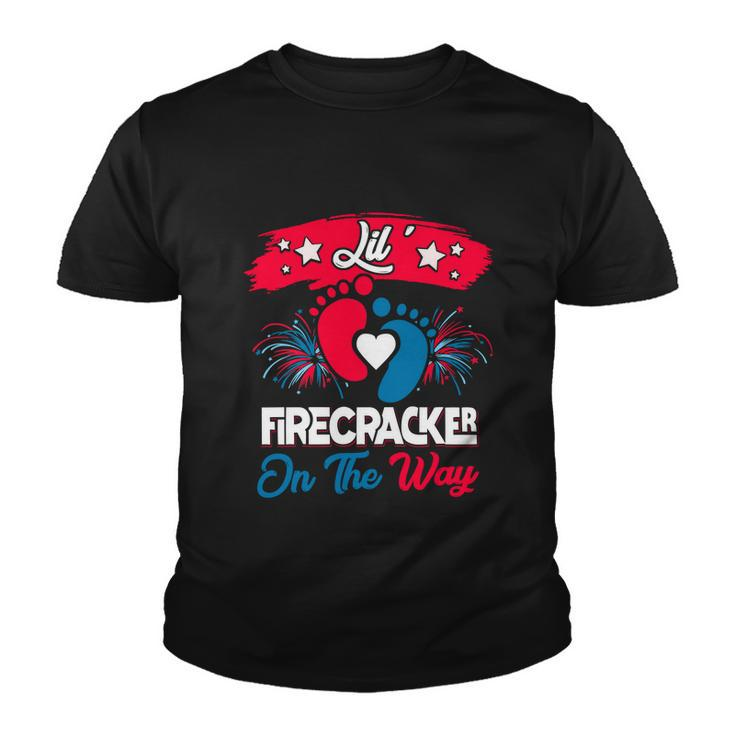4Th Of July Pregnancy Patriotic Lil Firecracker On The Way Gift Youth T-shirt