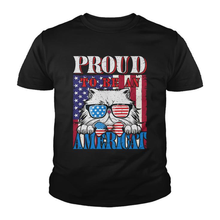 4Th Of July Proud To Be An American Cat Lover Youth T-shirt