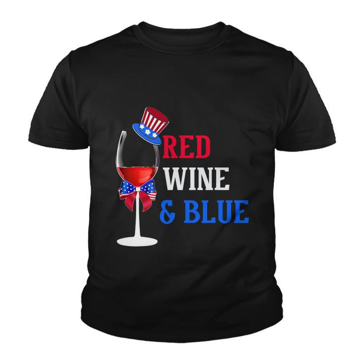 4Th Of July Red White And Blue Wine Glass Firework Drinker Tshirt Youth T-shirt