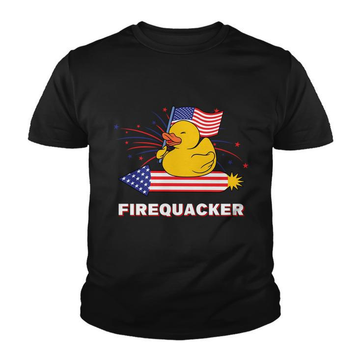 4Th Of July Usa Patriotic Firecracker Rubber Duck Youth T-shirt