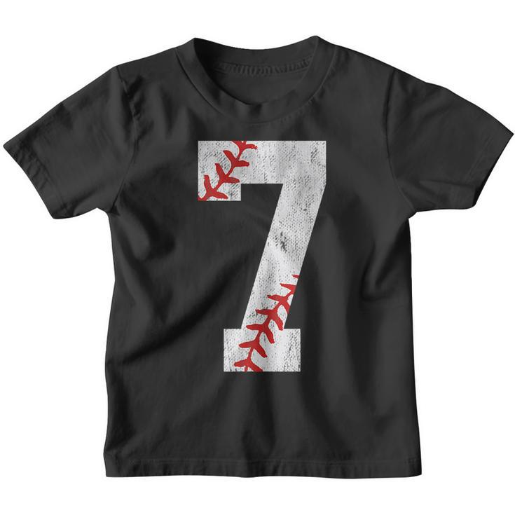 7Th Birthday Baseball Big Number Seven 7 Year Old Boy Girl  Youth T-shirt